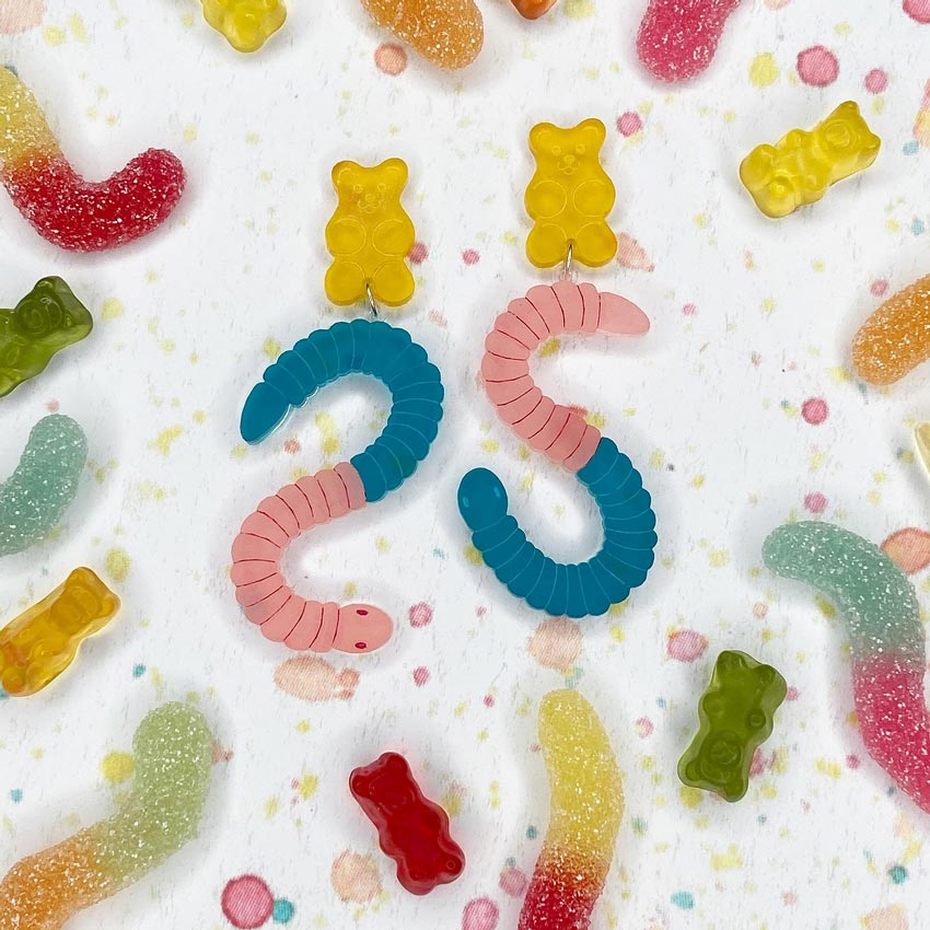 Gummy Worm Earrings By Kimchi And Coconut