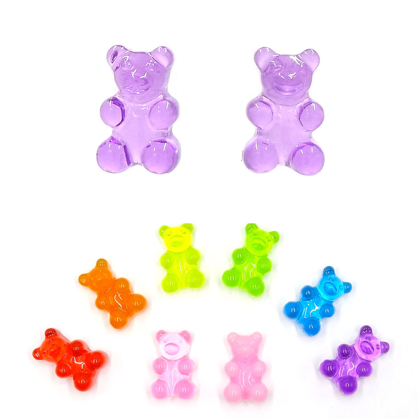 Colorful Gummy Bear Earrings Metal Free For Sensitive Ears