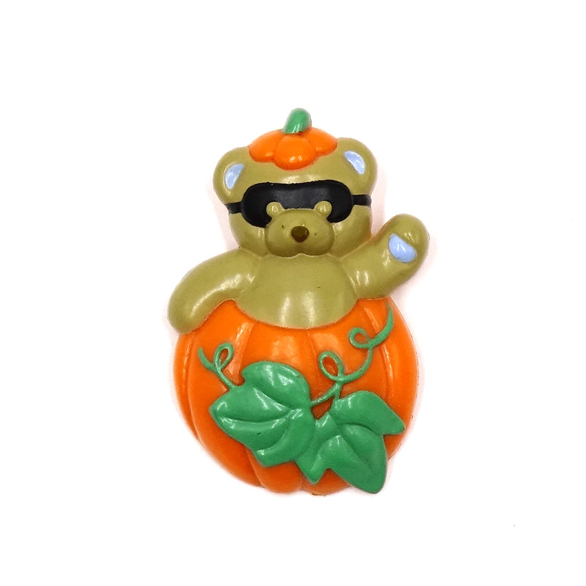 Vintage Teddy Hugglesbie Pumpkin Bear Pin