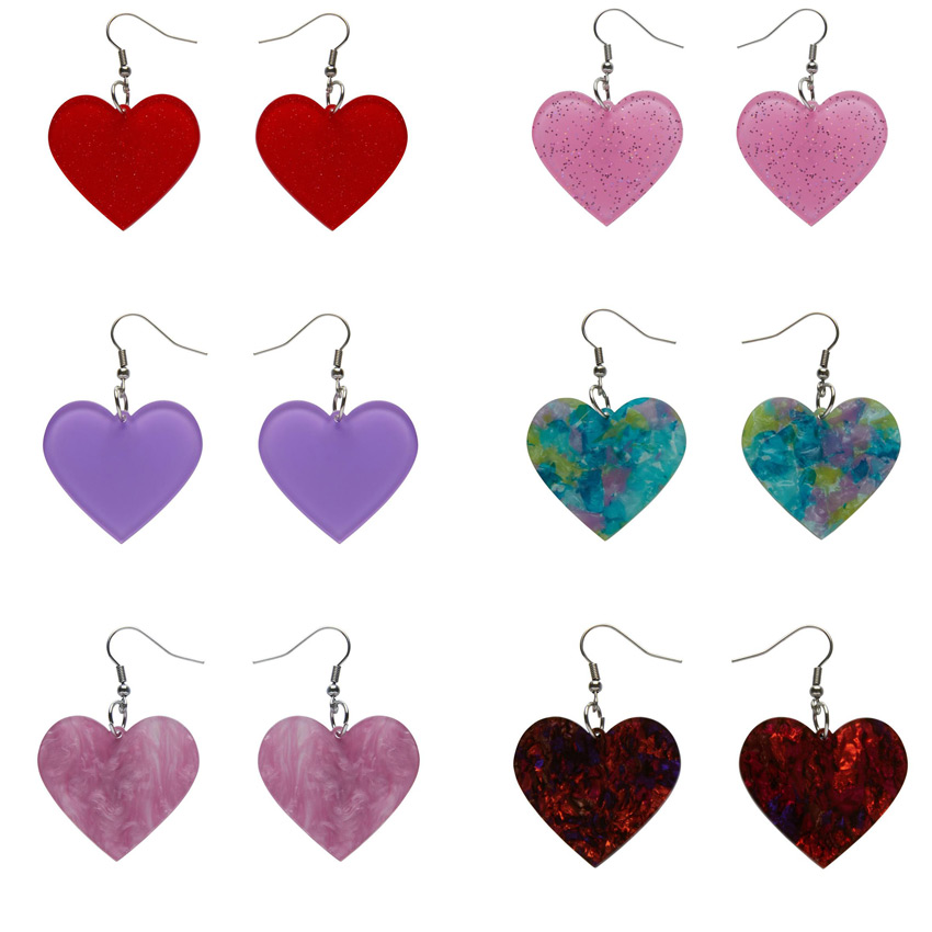Heart Drop Earrings By Erstwilder - Pick Your Color!