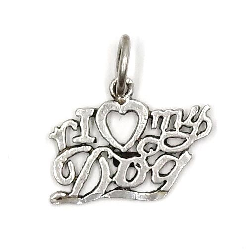 Sterling I Heart My Dog Charm