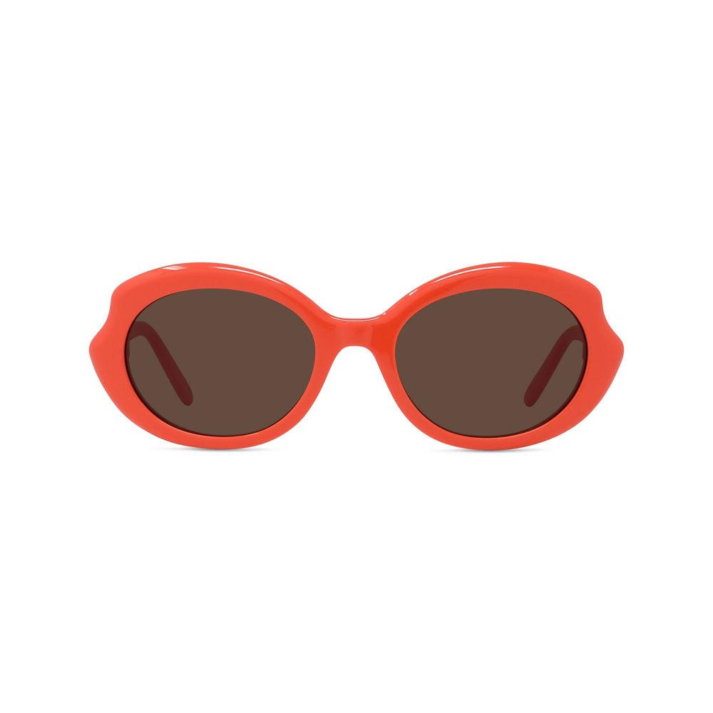Slim Red Oval Sunglasses