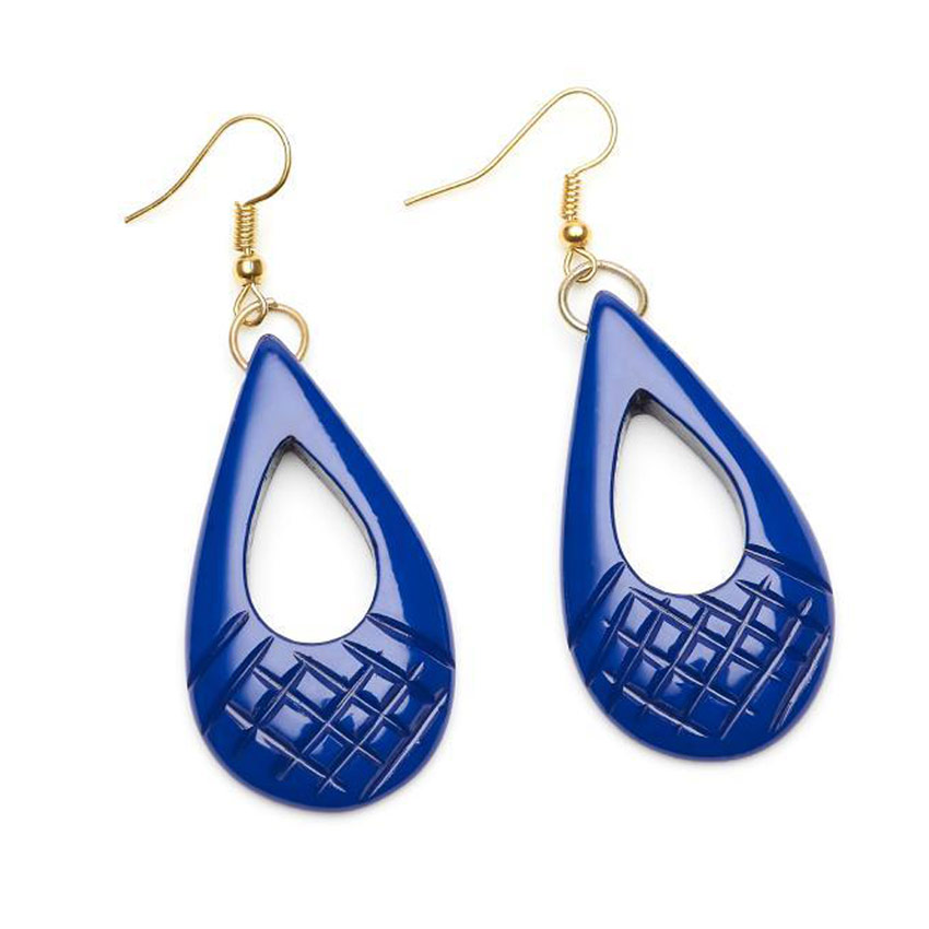 Indigo Fakelite Drop Earrings By Splendette