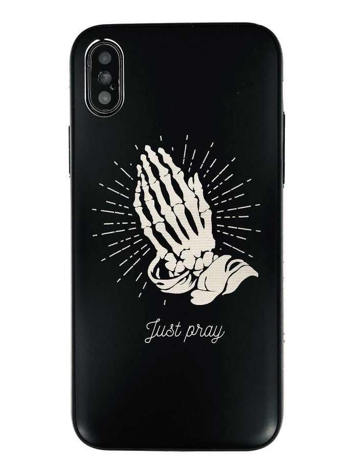 iPhone & Samsung Aluminum Metal Cell Phone Case Cover Skeleton Hands Praying 280