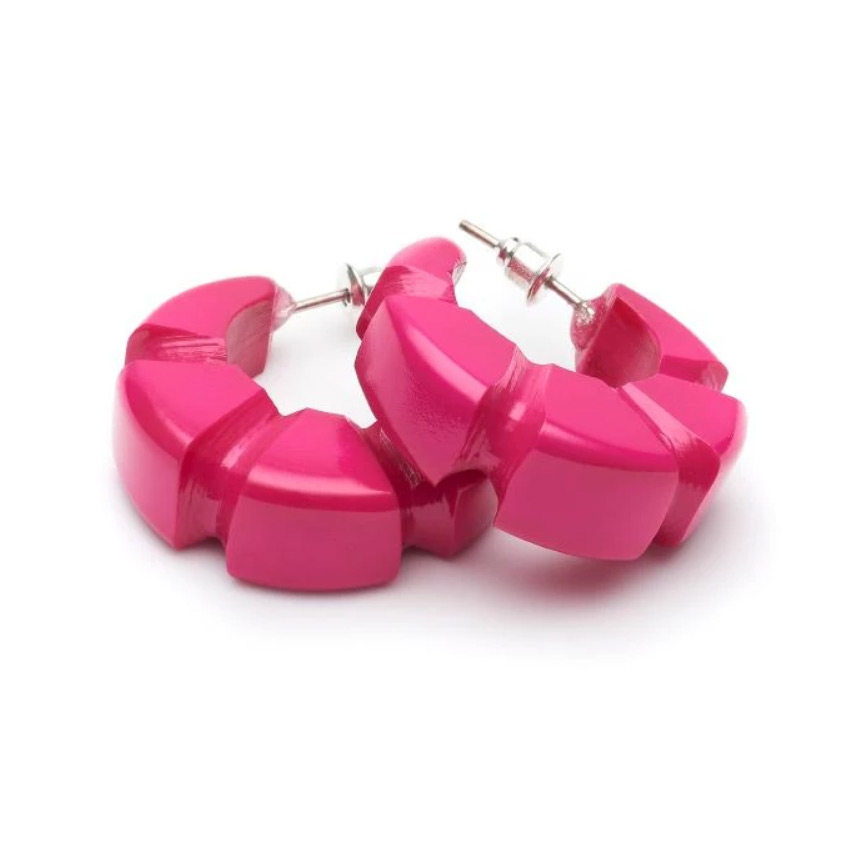 Iris Pink Fakelite Hoop Earrings By Splendette