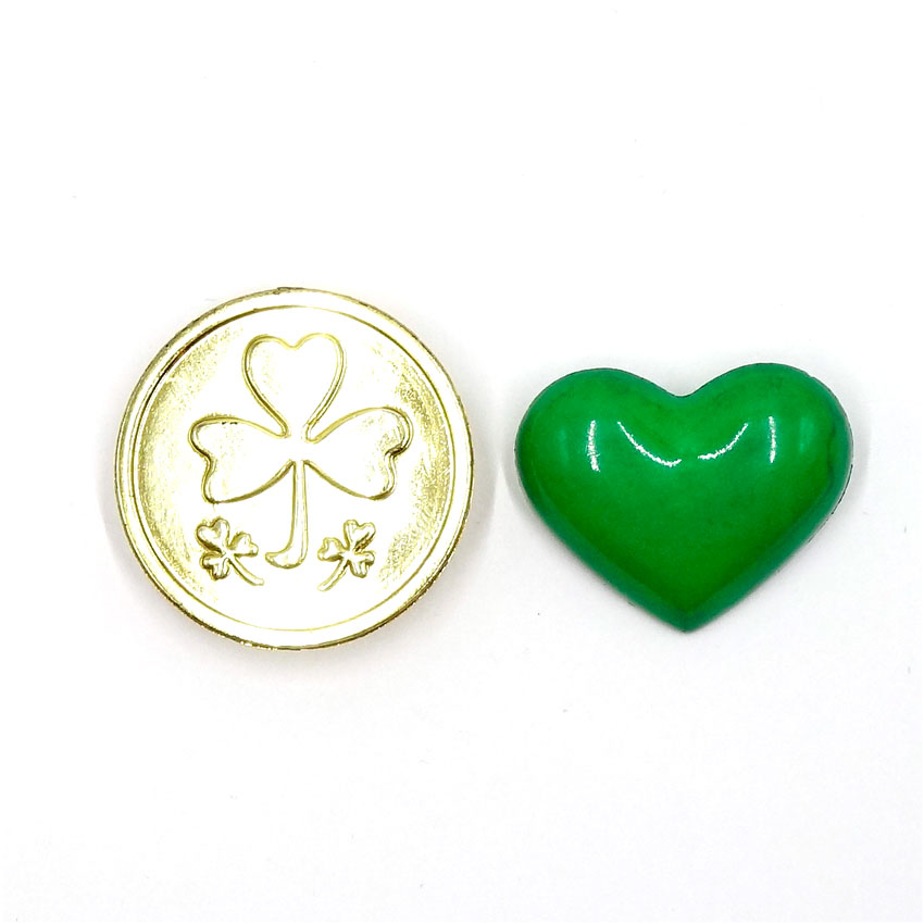 Vintage Gold Shamrock Coin And Green Heart Pins