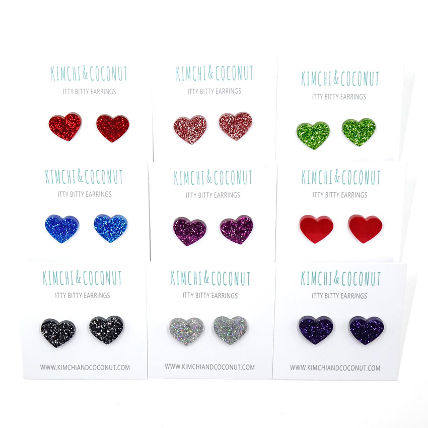 Itty Bitty Heart Stud Earrings By Kimchi And Coconut Pick Your Style