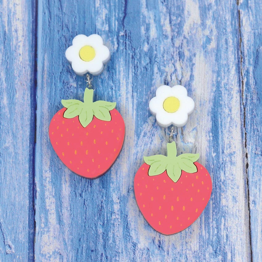 Strawberry Drop Earrings By Kimchi And Coconut
