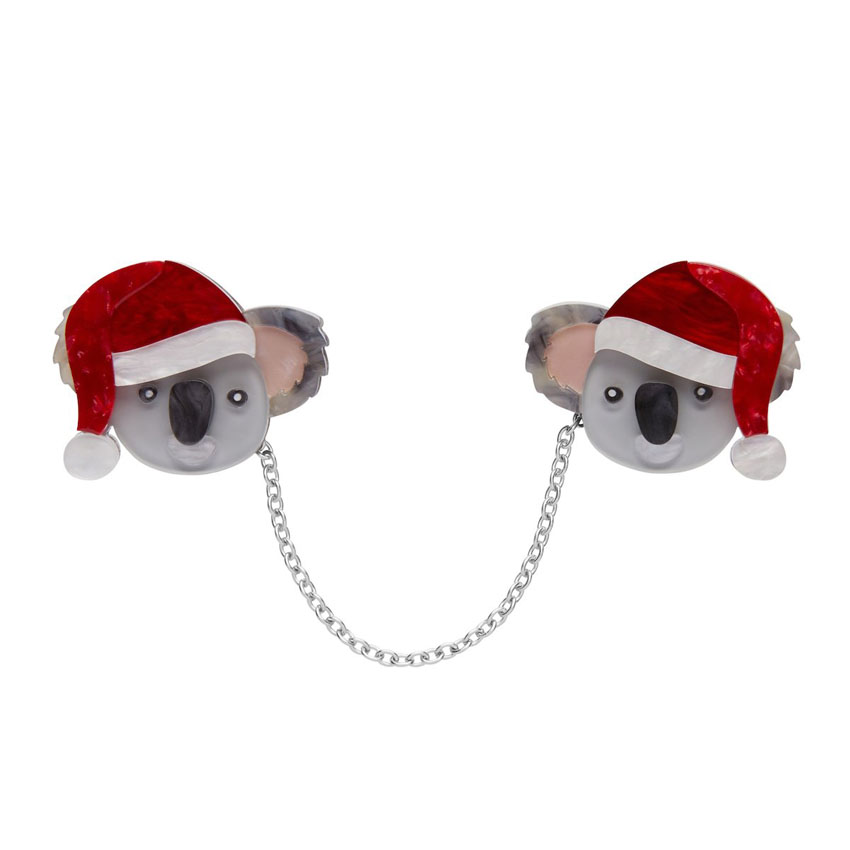 Koala Claus Double Brooch Set With Re-moveable Chain By Erstwilder - Imperfect