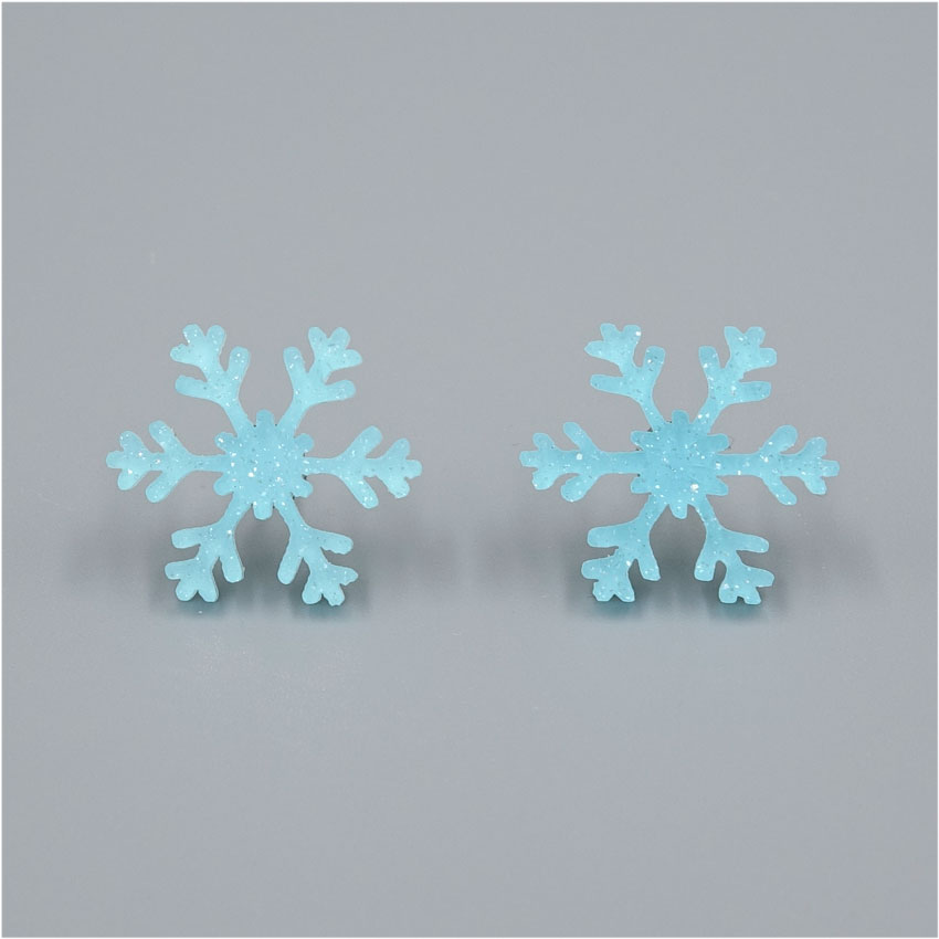 Ice Blue Glitter Snowflake Earrings