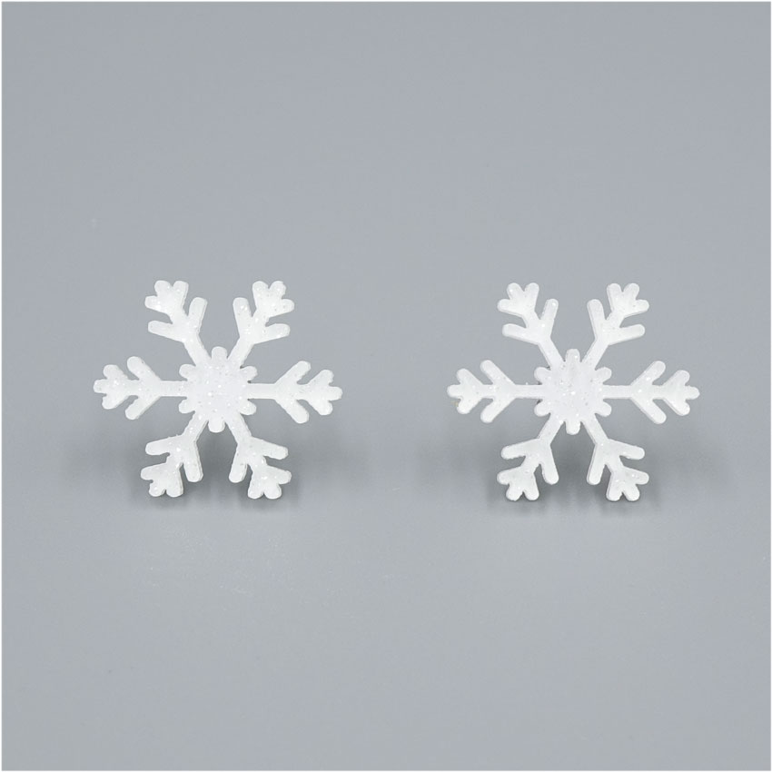 White Glitter Snowflake Earrings