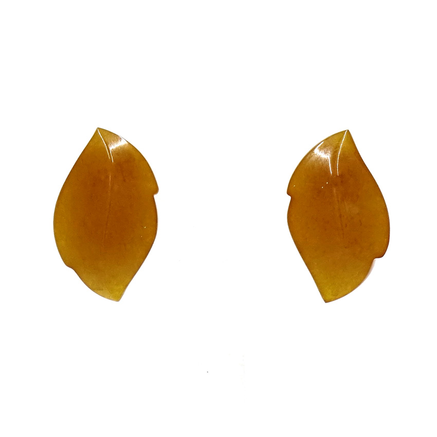 Vintage Light Toffee Leaf Shaped Lucite Earrings