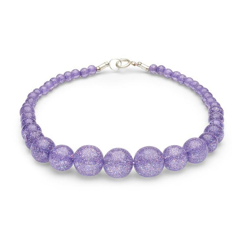 New Lilac Glitter Beads Necklace By Splendette