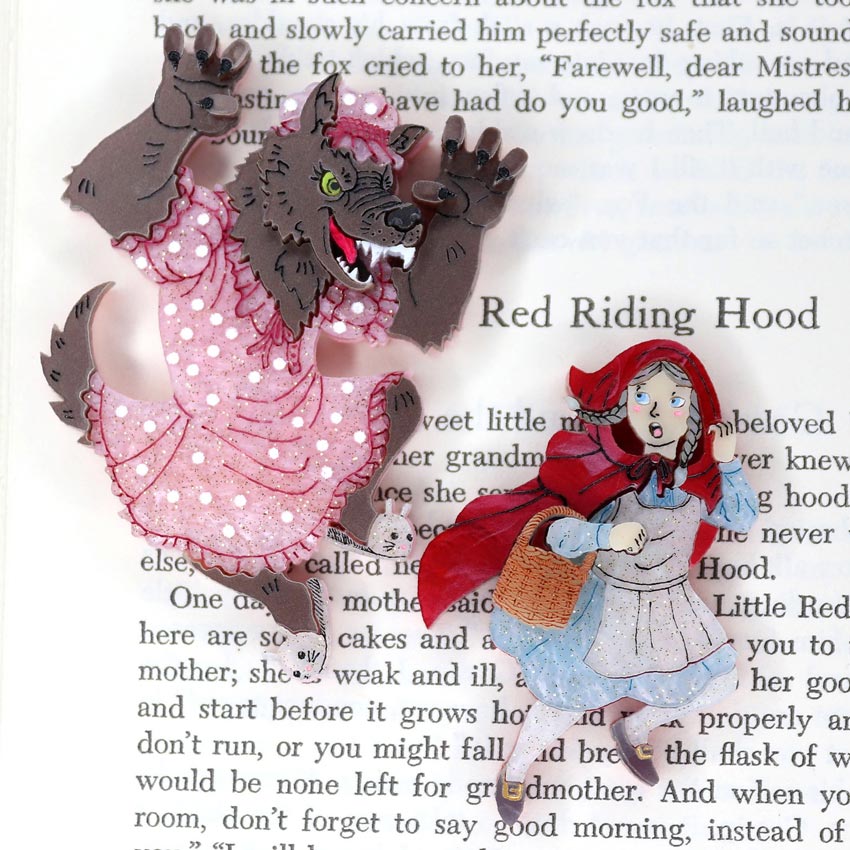 Red Riding Hood Brooch Set By Gory Dorky