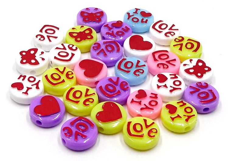 Acrylic Love Disc Bead Mix