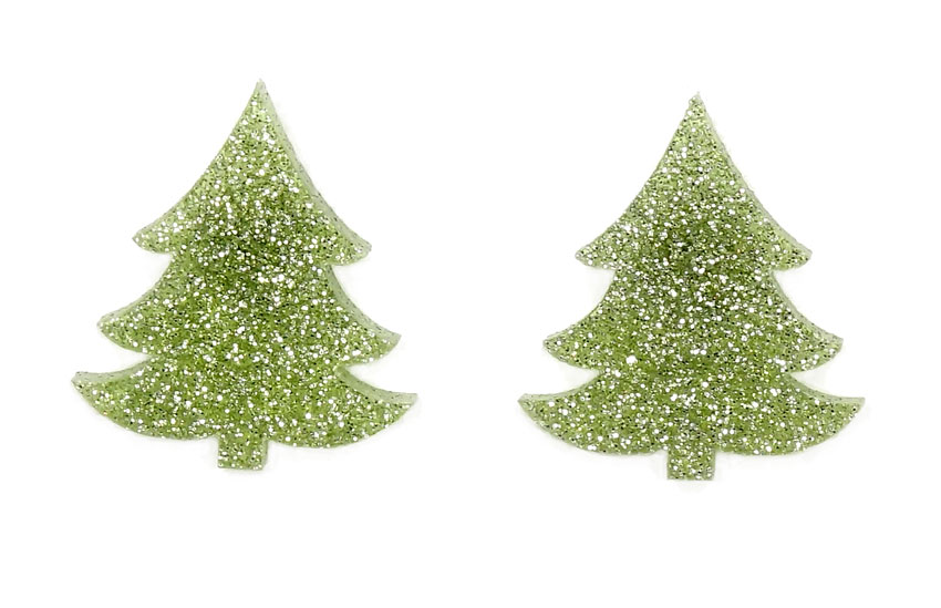 Light Green Glitter Christmas Tree Earrings