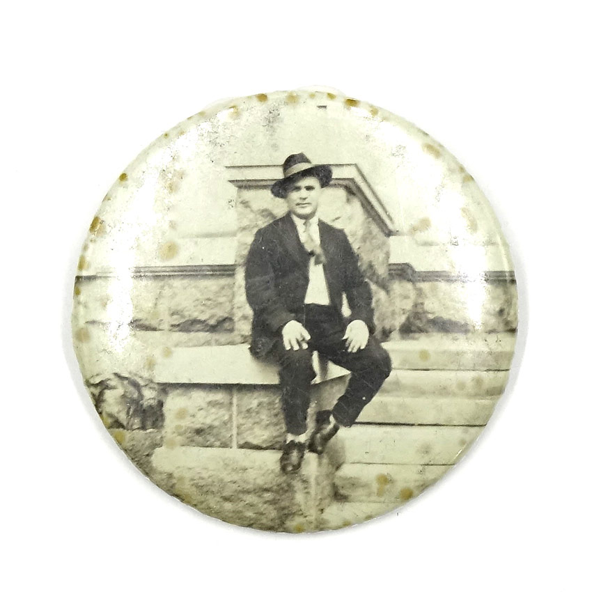Vintage Man Sitting On A Wall Pocket Mirror
