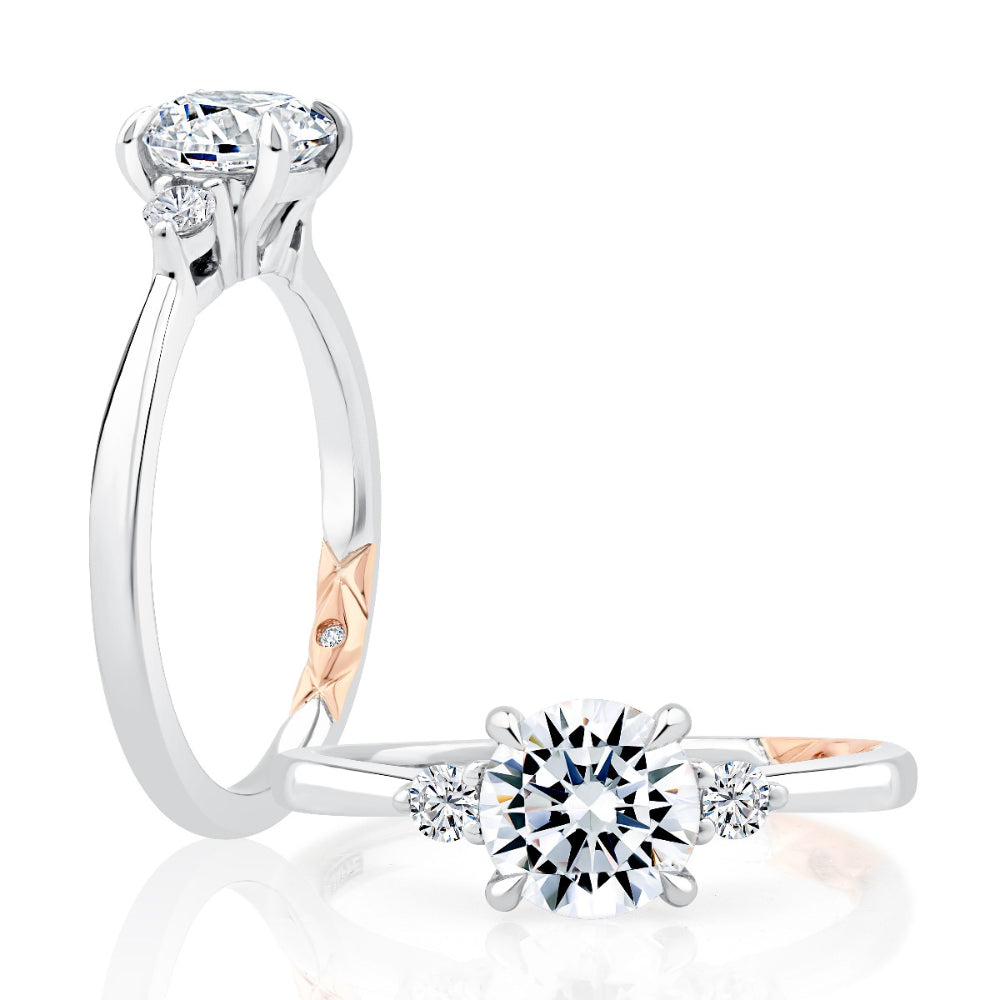 A. Jaffe 14k Statement Round Quilted Engagement Ring