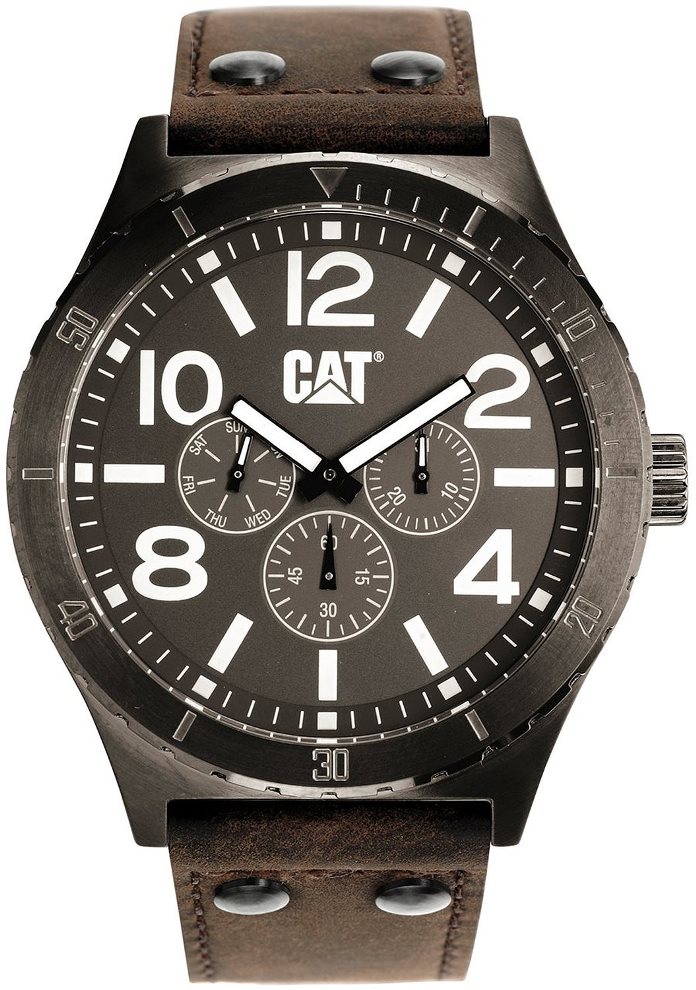 Men's Brown Caterpillar Camden Leather Strap Watch NI15935535