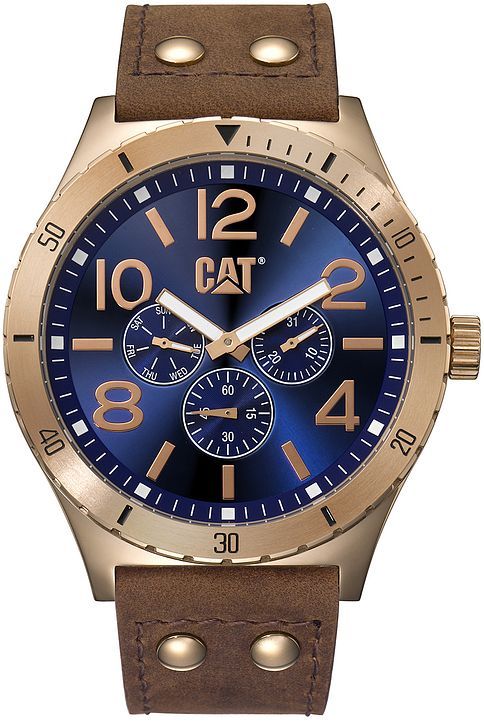 Men's CAT Camden 48mm Brown Leather Strap Watch NI19935639