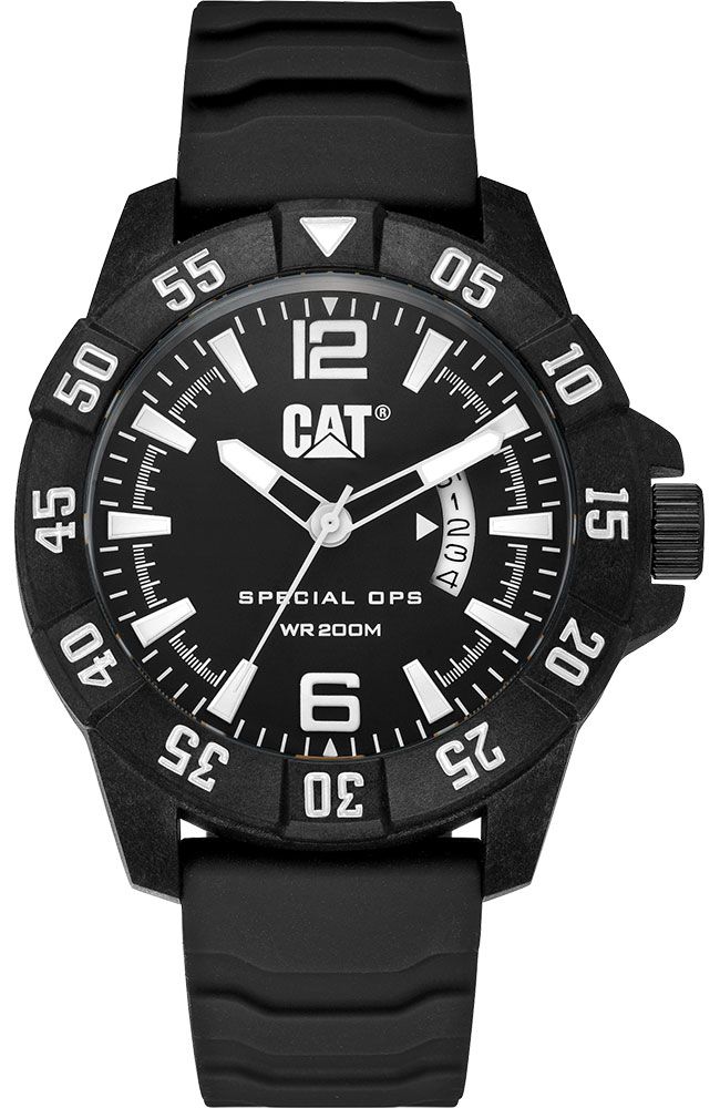 Men's CAT Caterpillar Special Ops Black Silicone Strap Watch K412121132