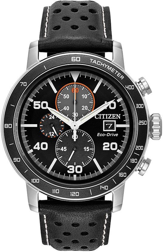 Men's Citizen Brycen Black Leather Strap Watch CA0649-14E