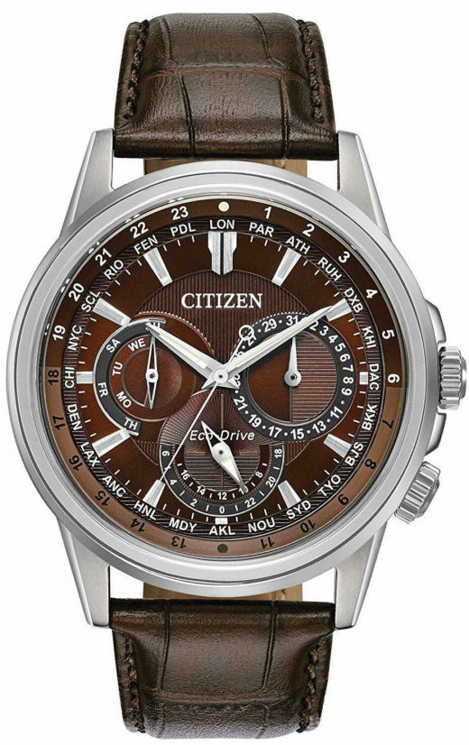 Men's Citizen Calendrier Multifunction Brown Leather 44mm Watch BU2020-29X