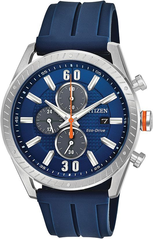 Men's Citizen Check This Out Chronograph Blue Rubber Strap Watch CA0661-01L