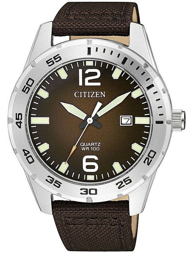Men's Citizen Diver's Military Style Brown Band Watch BI1041-14X