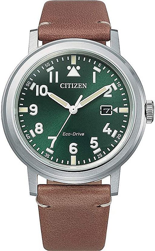 Men's Citizen Eco-Drive Brown Leather Solar Power Watch AW1620-13X