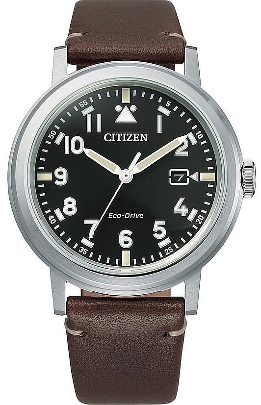 Men's Citizen Eco-Drive Brown Leather Solar Power Watch AW1620-21E