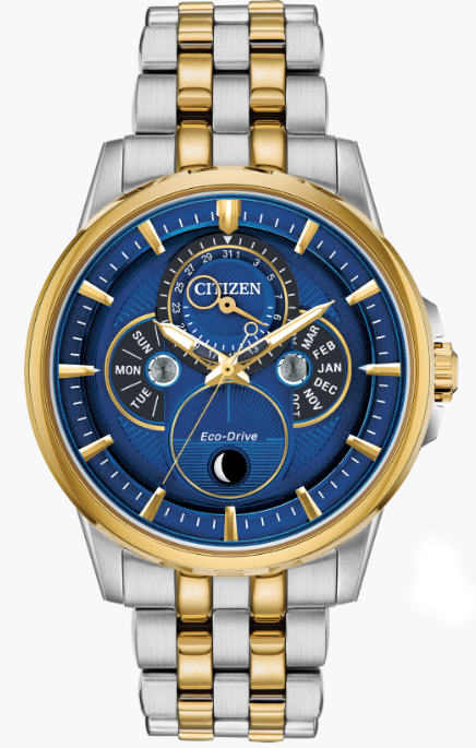 Men's Citizen Eco-Drive Calendrier Two Tone Solar Watch BU0054-52L