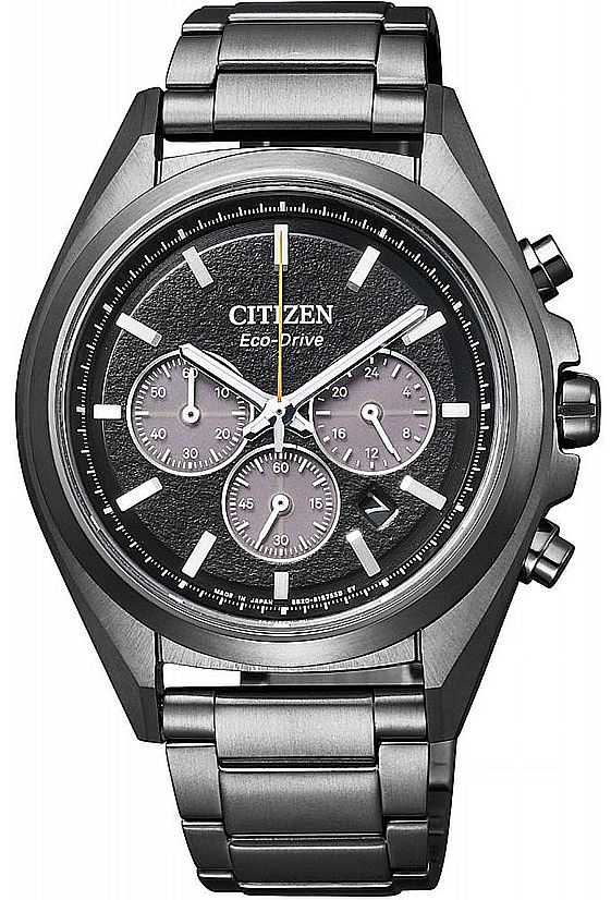 Men's Citizen Eco-Drive Solar Power Black Titanium Chronograph Watch CA4394-54E