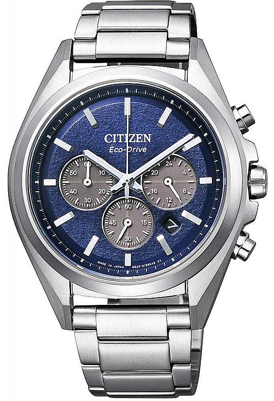 Men's Citizen Eco-Drive Solar Titanium Chronograph Blue Dial Watch CA4390-55L