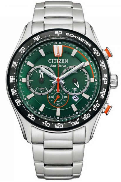 Men's Citizen Eco-Drive Sport Chronograph Green Dial Watch CA4486-82X