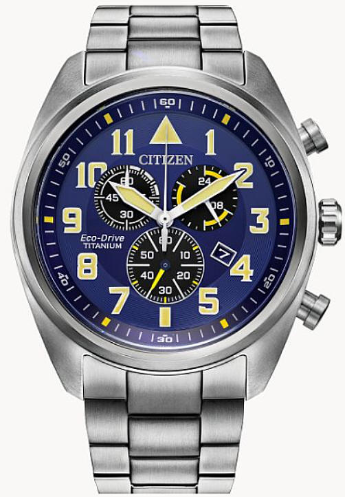 Men's Citizen Garrison Super Titanium Pilot Chronograph Watch AT2480-57L