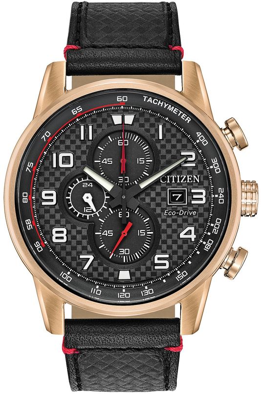Men's Citizen Primo Chronograph Black Band 45mm Watch CA0683-08E
