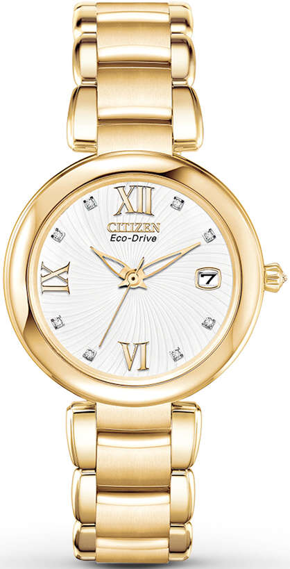 Women's Gold Citizen Eco-Drive Marne Diamond Watch EO1112-58A