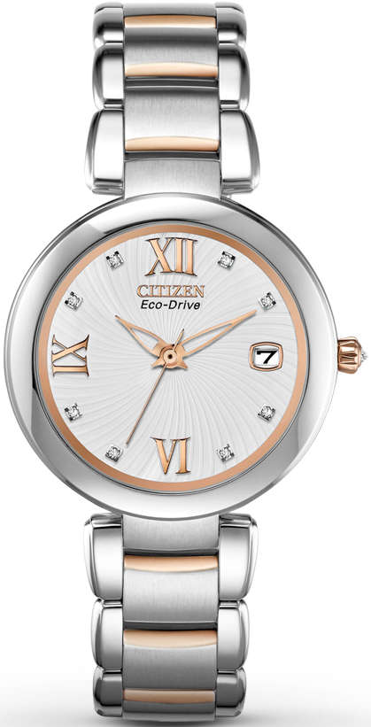 Women's Two-Tone Citizen Eco-Drive Marne Diamond Watch EO1116-57A