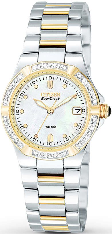 Women's Two-Tone Citizen Eco-Drive Riva Diamond Watch EW0894-57D