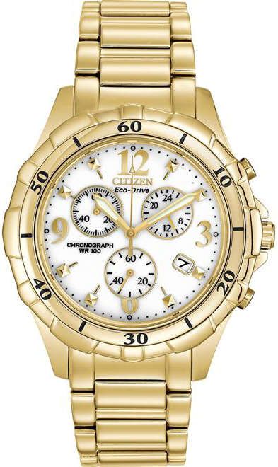 Women's Gold-Tone Citizen Eco-Drive Chronograph Watch FB1352-52A
