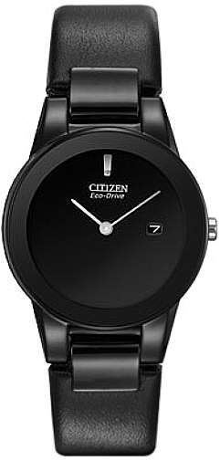 Women's Black Citizen Eco-Drive Axiom Leather Strap Watch GA1055-06E