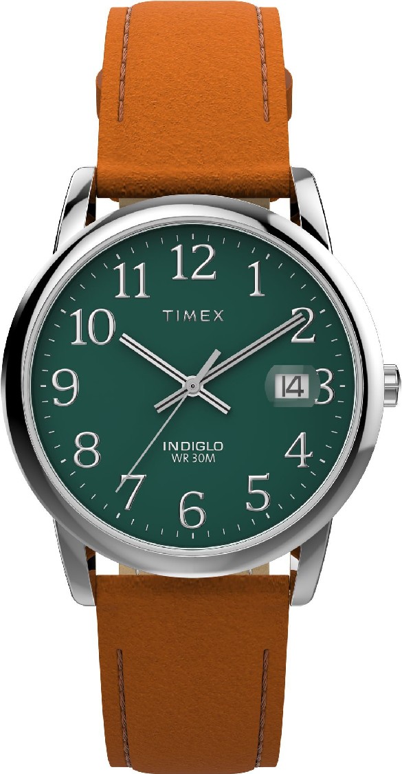 Men's Easy Reader 35mm Green Dial Brown Leather Strap Watch TW2W54600