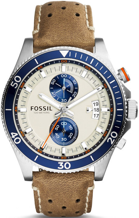 Men's Fossil Wakefield Chronograph Leather Strap Watch CH2951