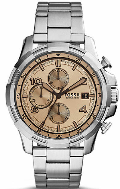 Men's Fossil Dean Chronograph Beige Tinted Dial Watch FS5163