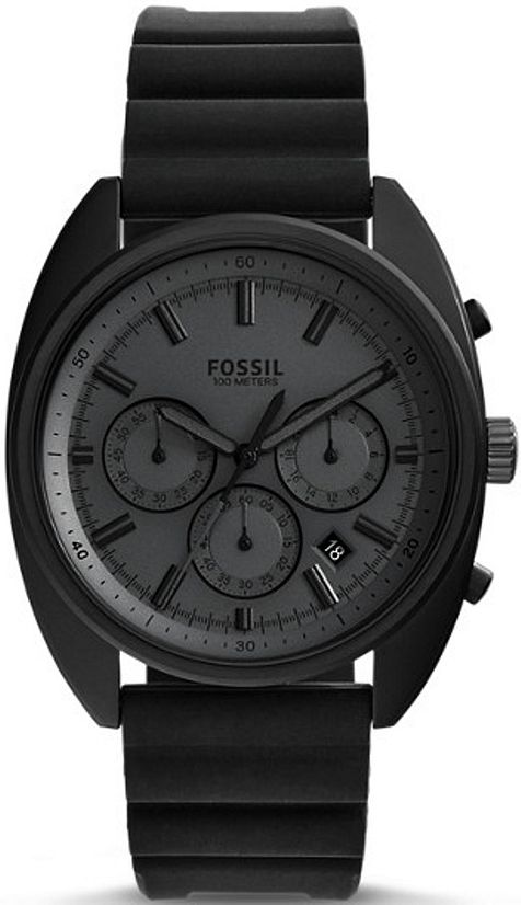 Men's Fossil Drifter Chronograph Black Silicone Strap Watch CH3046