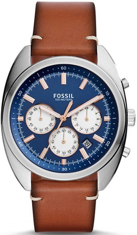 Men's Fossil Drifter Chronograph Brown Leather Strap Watch CH3045