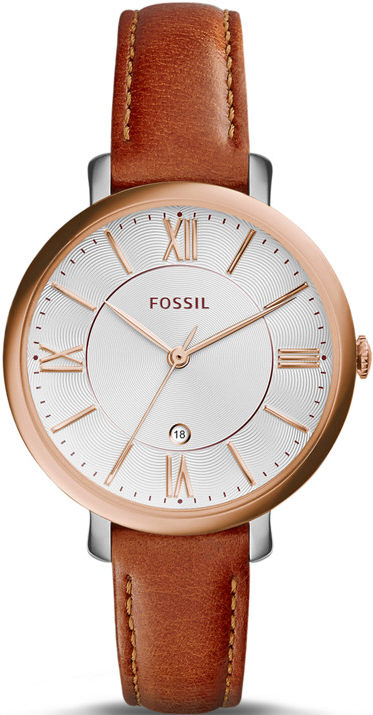 Women's Fossil Jacqueline Brown Leather Strap Watch ES3842