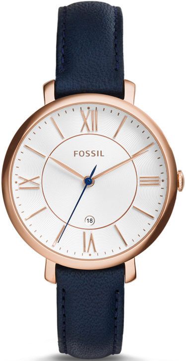 Women's Fossil Jacqueline Blue Leather Strap Watch ES3843