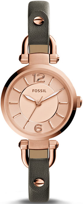 Women's Fossil Georgia Mini Grey Leather Strap Watch ES3862